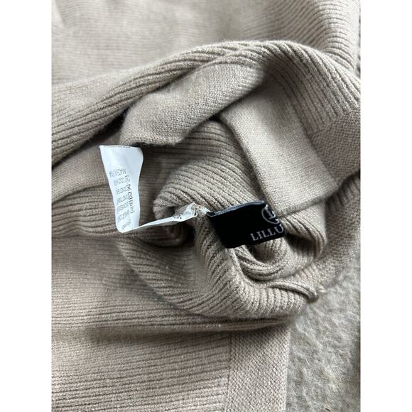 Lillusory Oversized Sweater Sz Medium Khaki Beige Turtleneck Tunic Pullover - Picture 2 of 7